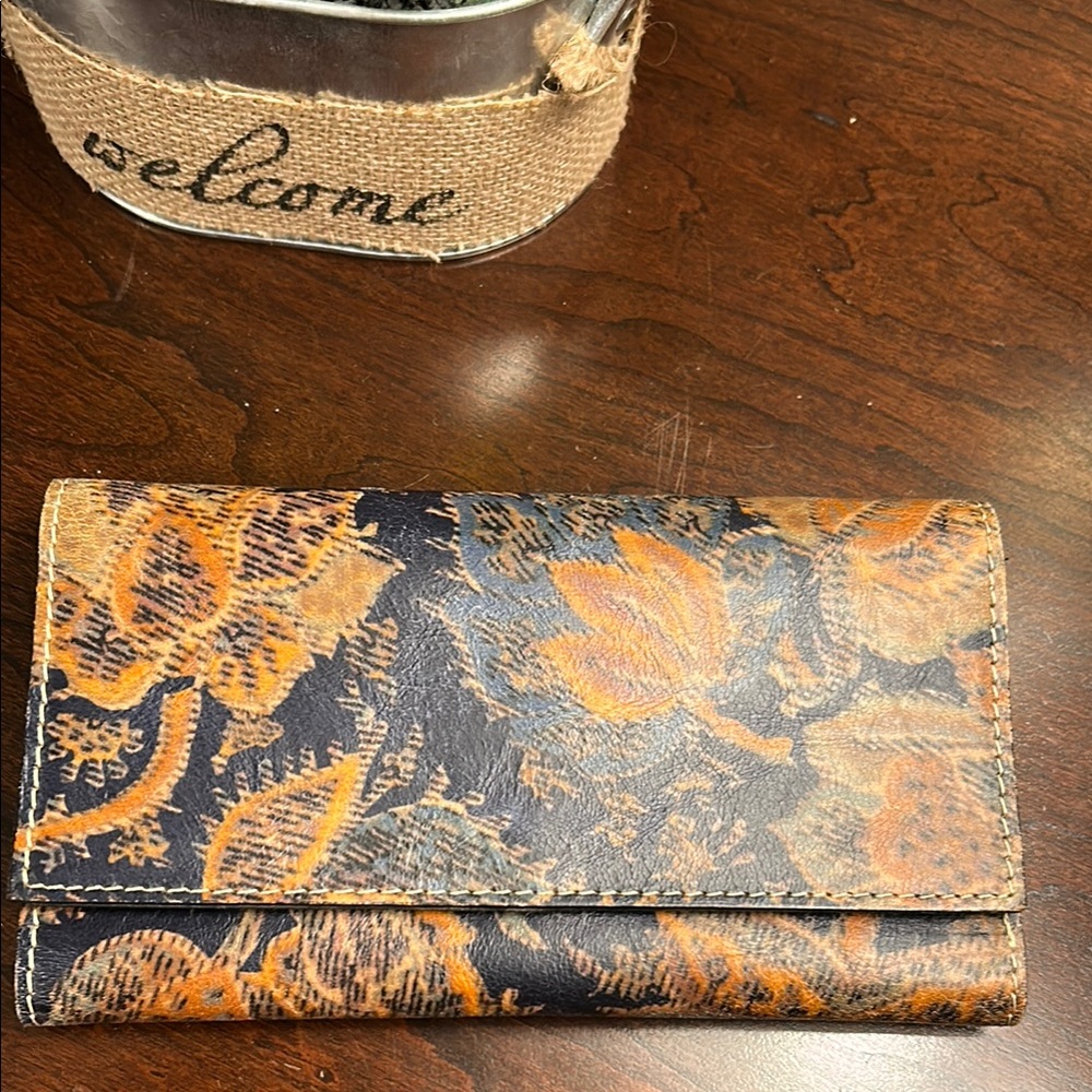 Patricia Nash Navy and Orange Floral Wallet